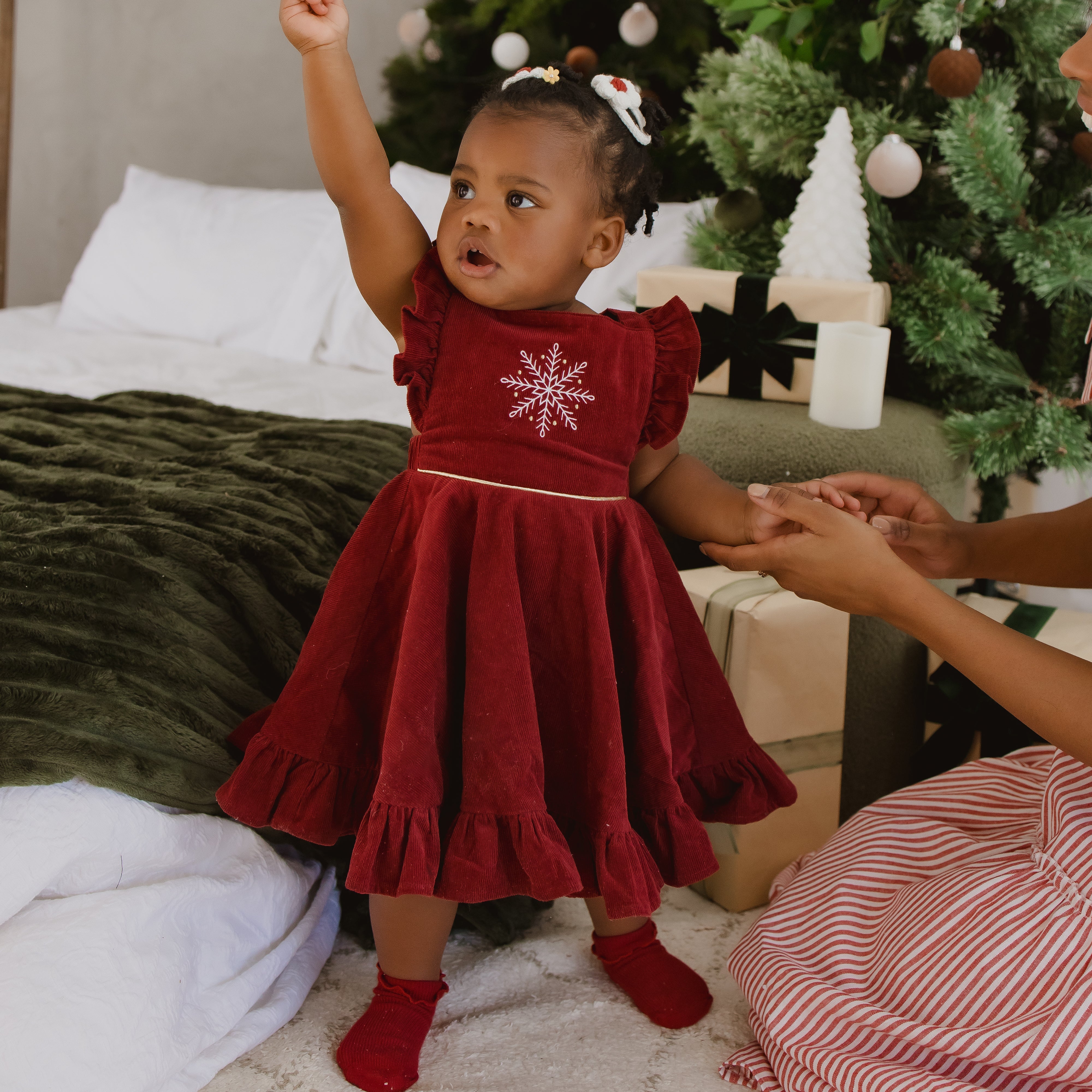 Burgundy Corduroy Christmas Dress